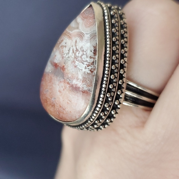 New Crazy Lace Agate 925 Silver Ring. - Picture 7 of 16